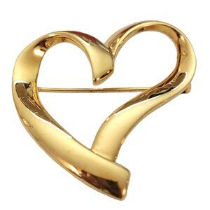 Trifari TM Gold Tone Open Heart Brooch, Signed E986